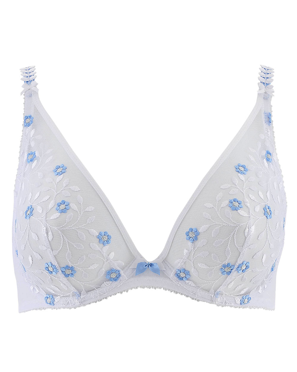 Aubade Triangel Push up BH Fleur de Cristal Weiß-Blau - Detailansicht