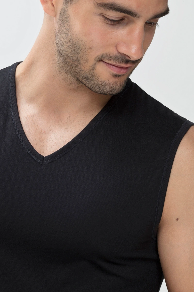 Tank Top Serie Dry Cotton - V Ausschnitt - Mey -Schwarz