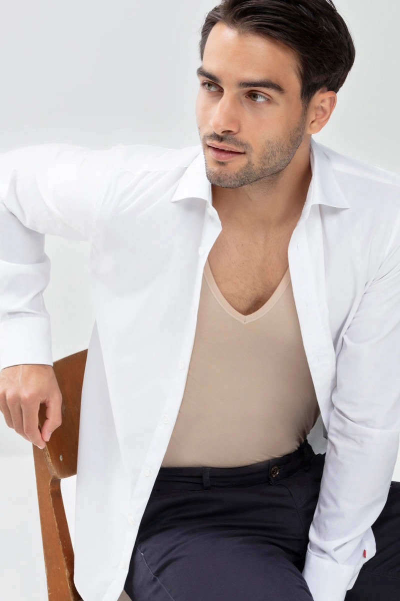 Drunterhemd - V-Neck | Slim fit Serie Dry Cotton Functional - Light Skin